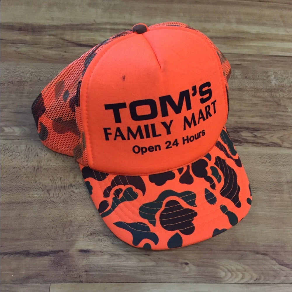 Orange camouflage hunting trucker hat